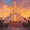 Aesthetic Los Angeles Sunset Temple Diamond Painting