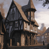 Aesthetic Medieval Inn Building Diamond Painting