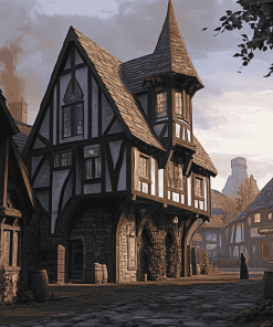 Aesthetic Medieval Inn Building Diamond Painting