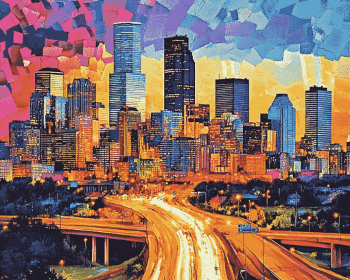 Aesthetic Minneapolis Skyline Diamond Painting