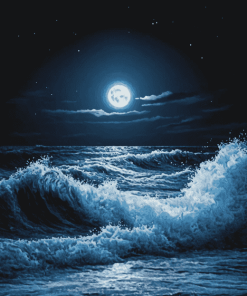 Aesthetic Moonlit Ocean Waves Diamond Painting