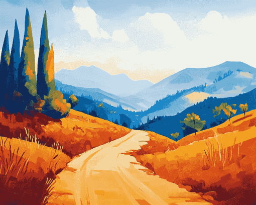 Aesthetic Mountain Path Diamond Painting