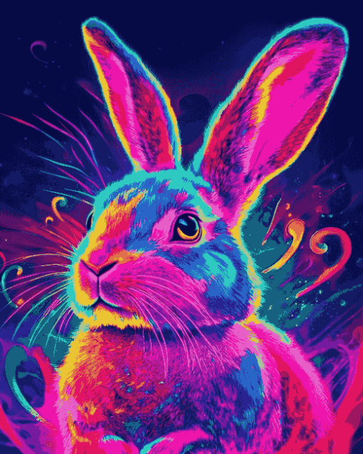 Aesthetic Neon Rabbit Diamond Painting