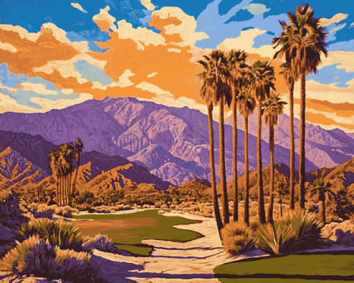 Aesthetic Palm Desert Landscape Diamond Painting