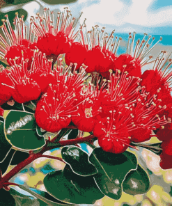 Aesthetic Pohutukawa Blossoms Diamond Painting