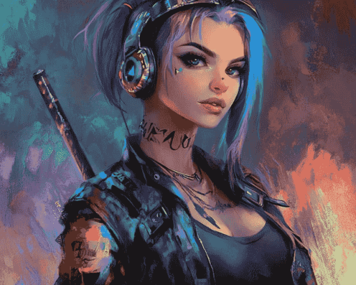 Aesthetic Punk Girl Animation Diamond Painting