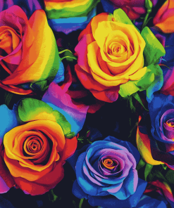 Aesthetic Rainbow Roses Diamond Painting