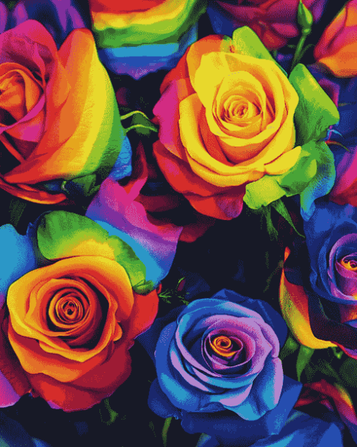 Aesthetic Rainbow Roses Diamond Painting