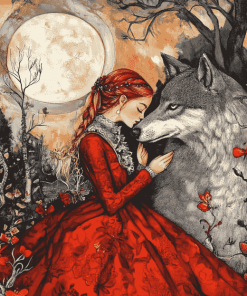 Aesthetic Red Riding Fantasy Diamond Painting