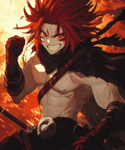 Aesthetic Red Riot Anime Diamond Painting