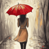 Aesthetic Red Umbrella Girl Diamond Painting