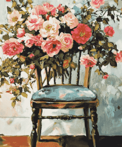 Aesthetic Roses on Chair Diamond Painting