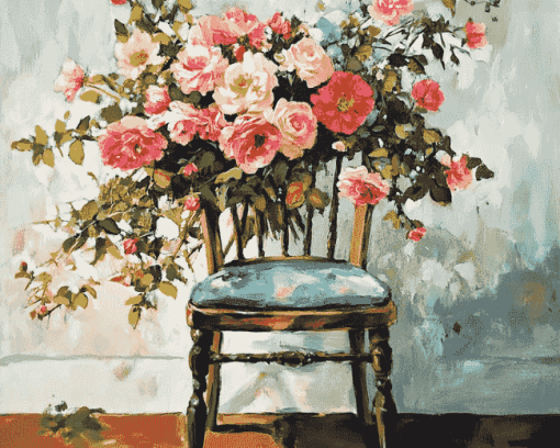 Aesthetic Roses on Chair Diamond Painting