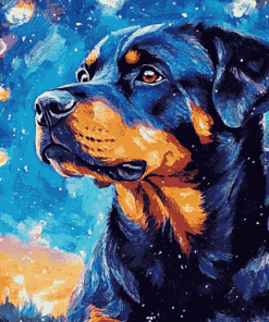 Aesthetic Rottweiler Starry Night Diamond Painting