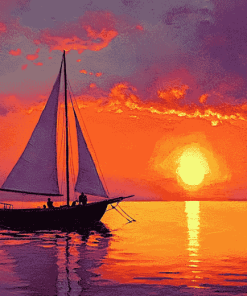 Aesthetic Sailboat Silhouette Diamond Painting