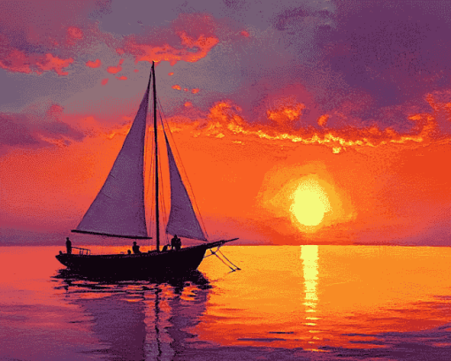 Aesthetic Sailboat Silhouette Diamond Painting