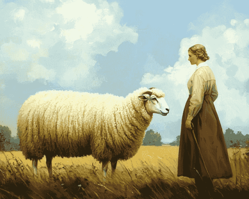 Aesthetic Sheep Portrait Diamond Painting