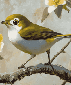 Aesthetic Silvereye Birds Diamond Painting