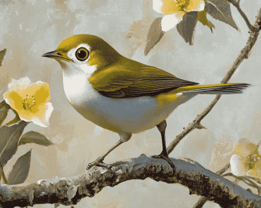 Aesthetic Silvereye Birds Diamond Painting