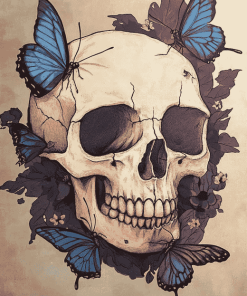 Aesthetic Skull With Butterflies Diamond Painting