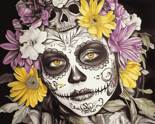 Aesthetic Sugar Skull Girl Diamond Painting