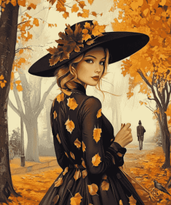 Aesthetic Vintage Autumn Woman Diamond Painting