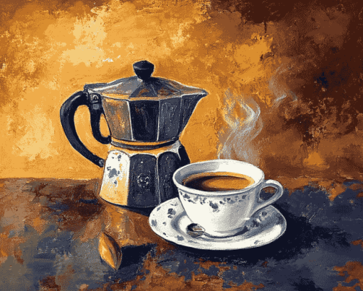 Aesthetic Vintage Coffee Pots Diamond Painting