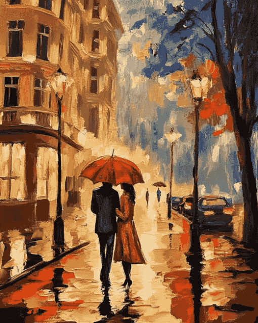 Aesthetic Vintage Walk In The Rain Diamond Painting