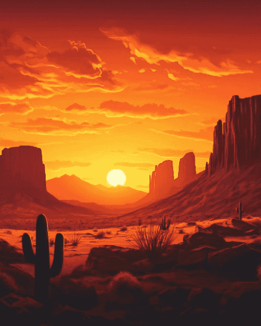 Aesthetic Western Sunset Diamond Painting