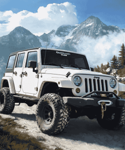 Aesthetic White Jeep Jku Diamond Painting