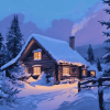 Aesthetic Winter Cabin Norway Diamond Painting