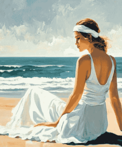 Aesthetic Woman Beach Scene Diamond Painting