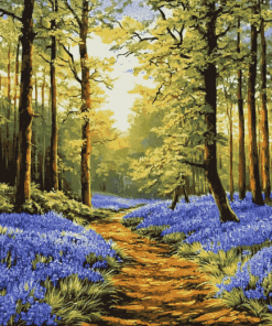 Aesthetic Woodland Bluebell Landscape Diamond Painting