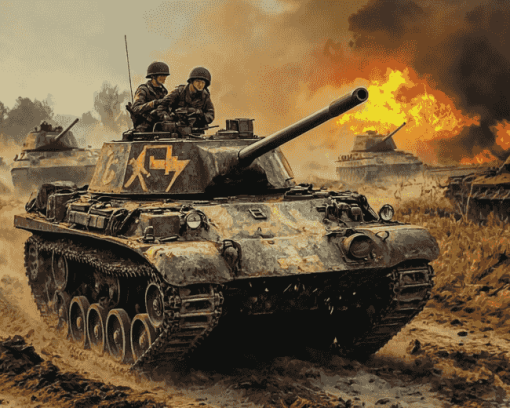 Aesthetic World War 2 Tanks Diamond Painting