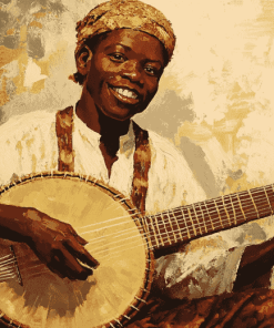 African Banjolele Vintage Diamond Painting