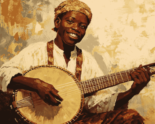 African Banjolele Vintage Diamond Painting