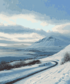 Akureyri Winter Landscape Diamond Painting