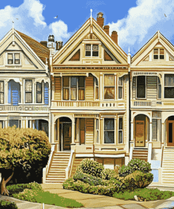 Alamo Square Vintage Homes Diamond Painting