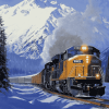 Alaska Winter Railroad Landscapes Diamond Painting