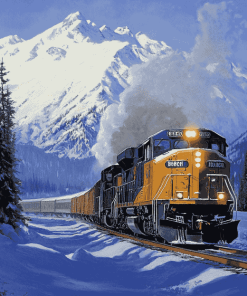 Alaska Winter Railroad Landscapes Diamond Painting