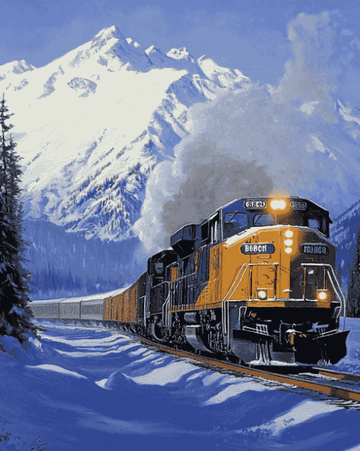 Alaska Winter Railroad Landscapes Diamond Painting