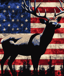 American Flag Deer Silhouette Diamond Painting