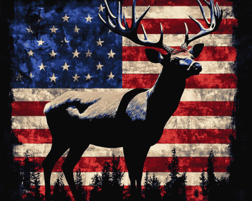 American Flag Deer Silhouette Diamond Painting