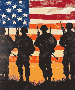 American Soldiers Silhouette Diamond Painting