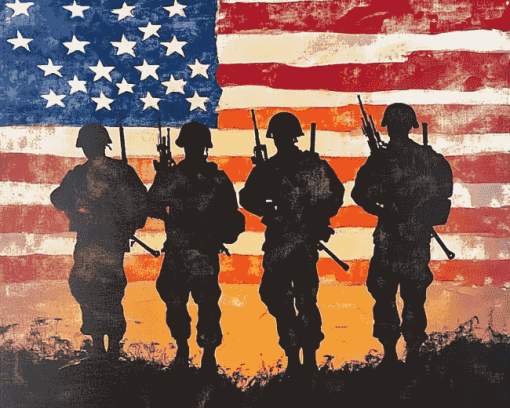 American Soldiers Silhouette Diamond Painting