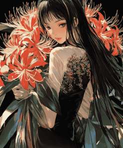 Anime Asian Girl with Spider Lilies Diamond Painting