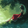 Anime Girl Under Tree Diamond Painting