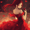 Anime Girls in Red Diamond Painting