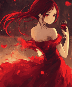 Anime Girls in Red Diamond Painting