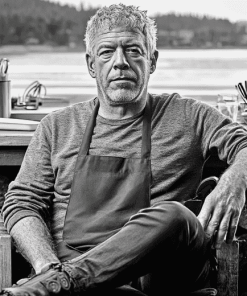 Anthony Bourdain Black and White Diamond Painting